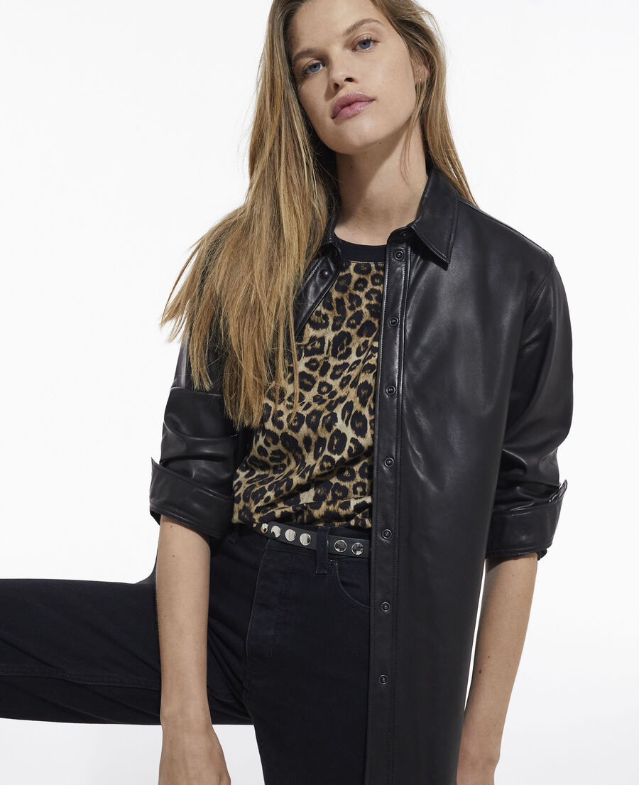 black leather shirt