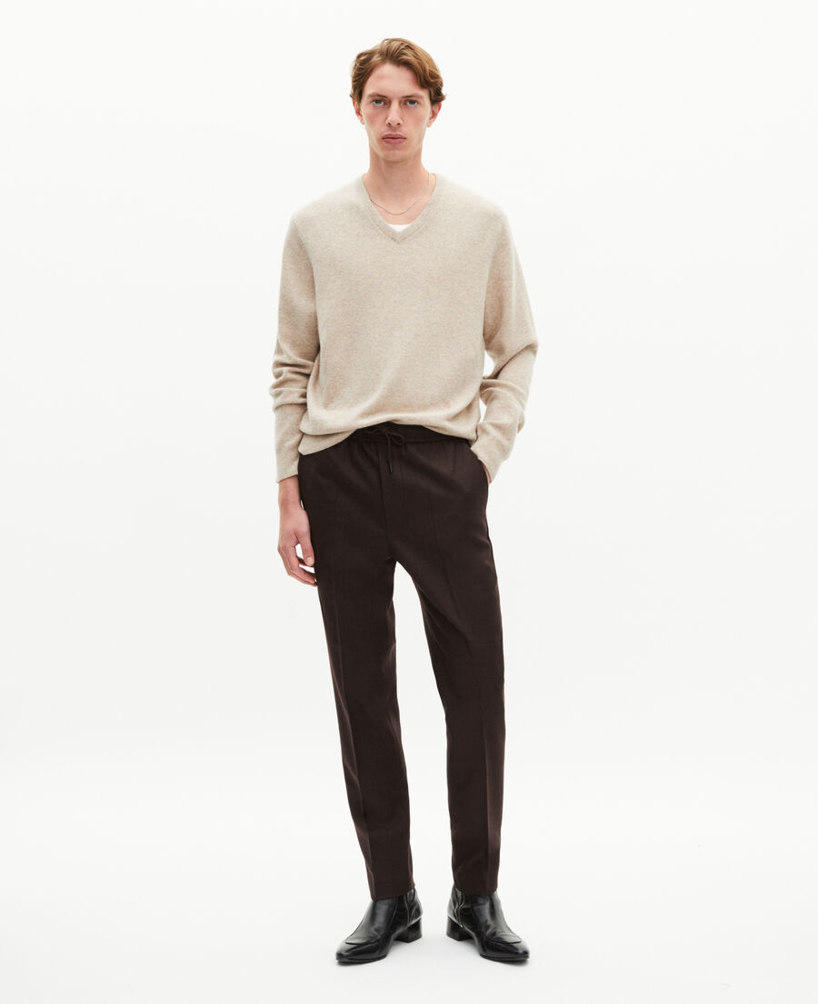 The Kooples HOMME BROWN pantalon droit en laine marron