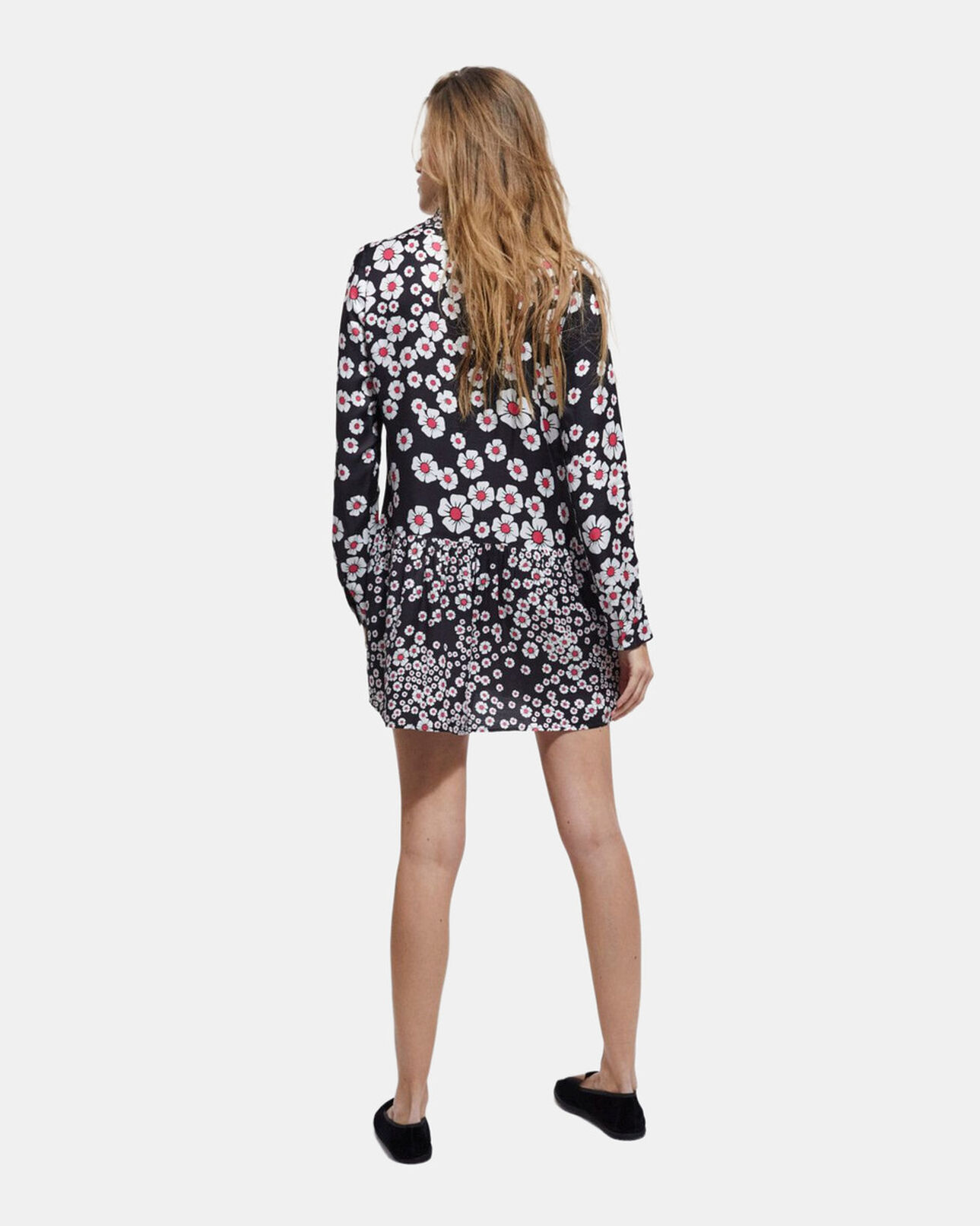 The Kooples WOMEN BLACK / PINK floral shirt dress