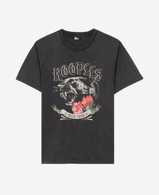 The Kooples HERREN BLACK WASHED t-shirt mit siebdruck panther schwarz
