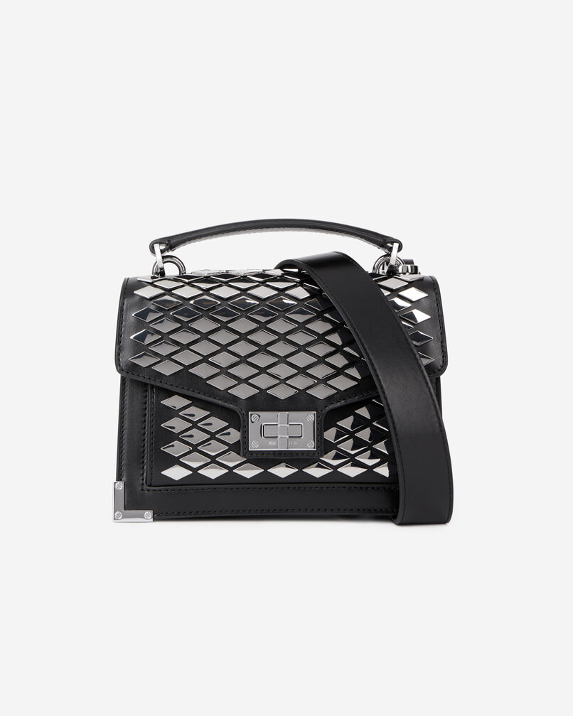 The Kooples WOMEN BLACK emily small bag in black leather with studs