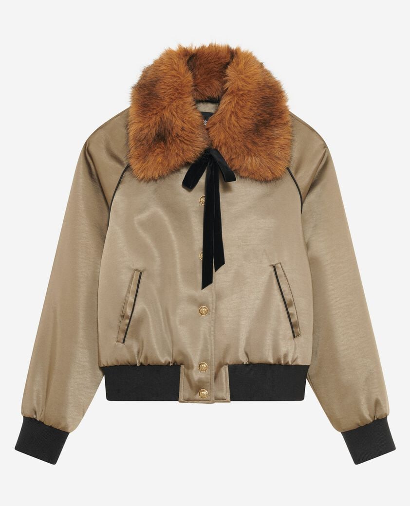 The Kooples MUJER KAKI chaqueta de satén caqui