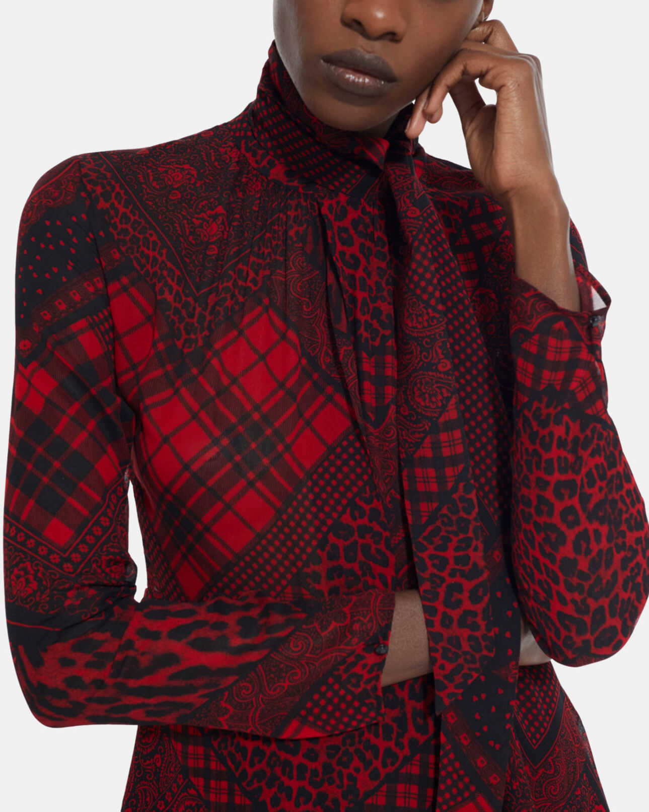 The Kooples FEMME RED / BLACK robe courte imprimée rouge