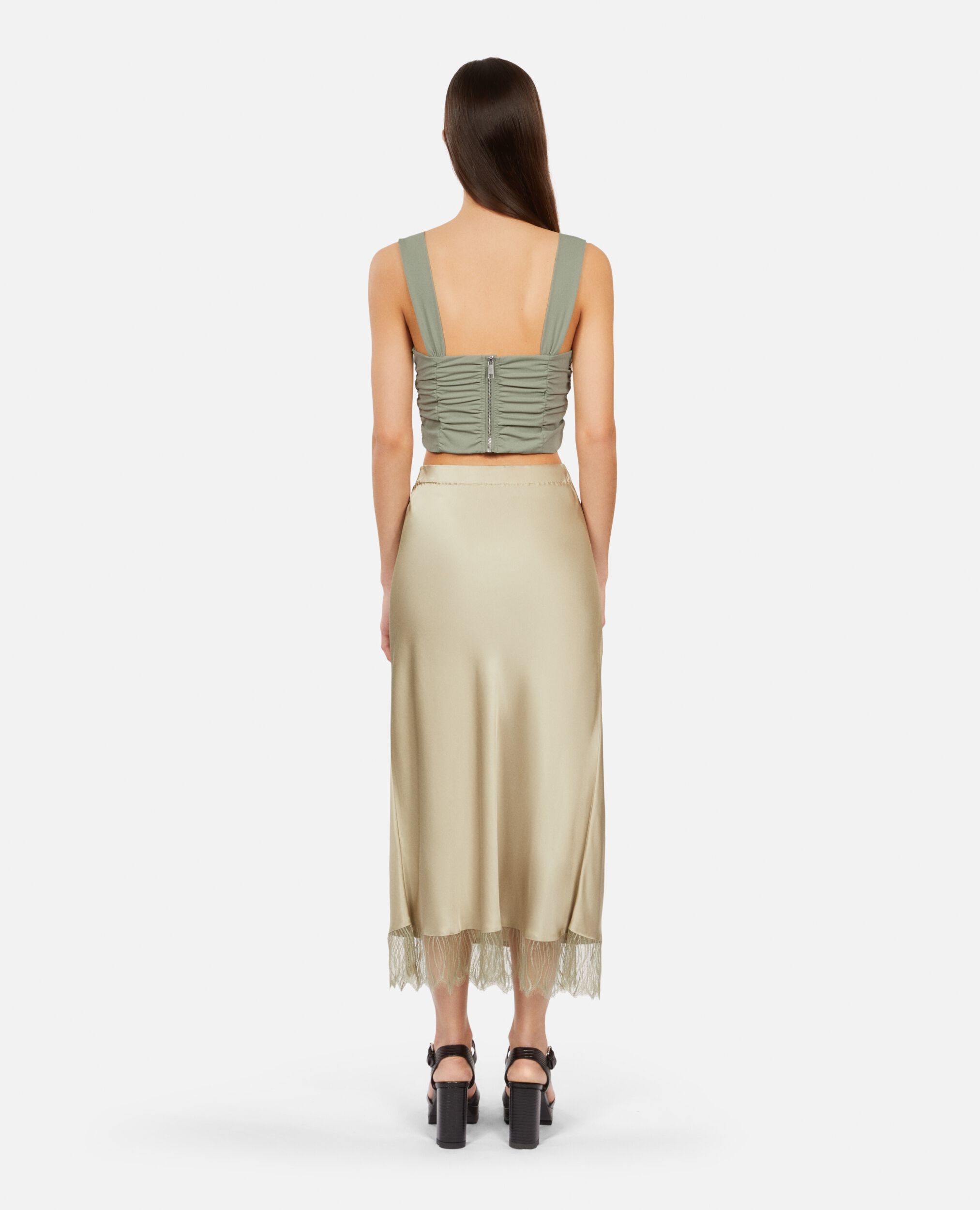 Short light green top with shirring, KAKI GREY, hi-res image number null