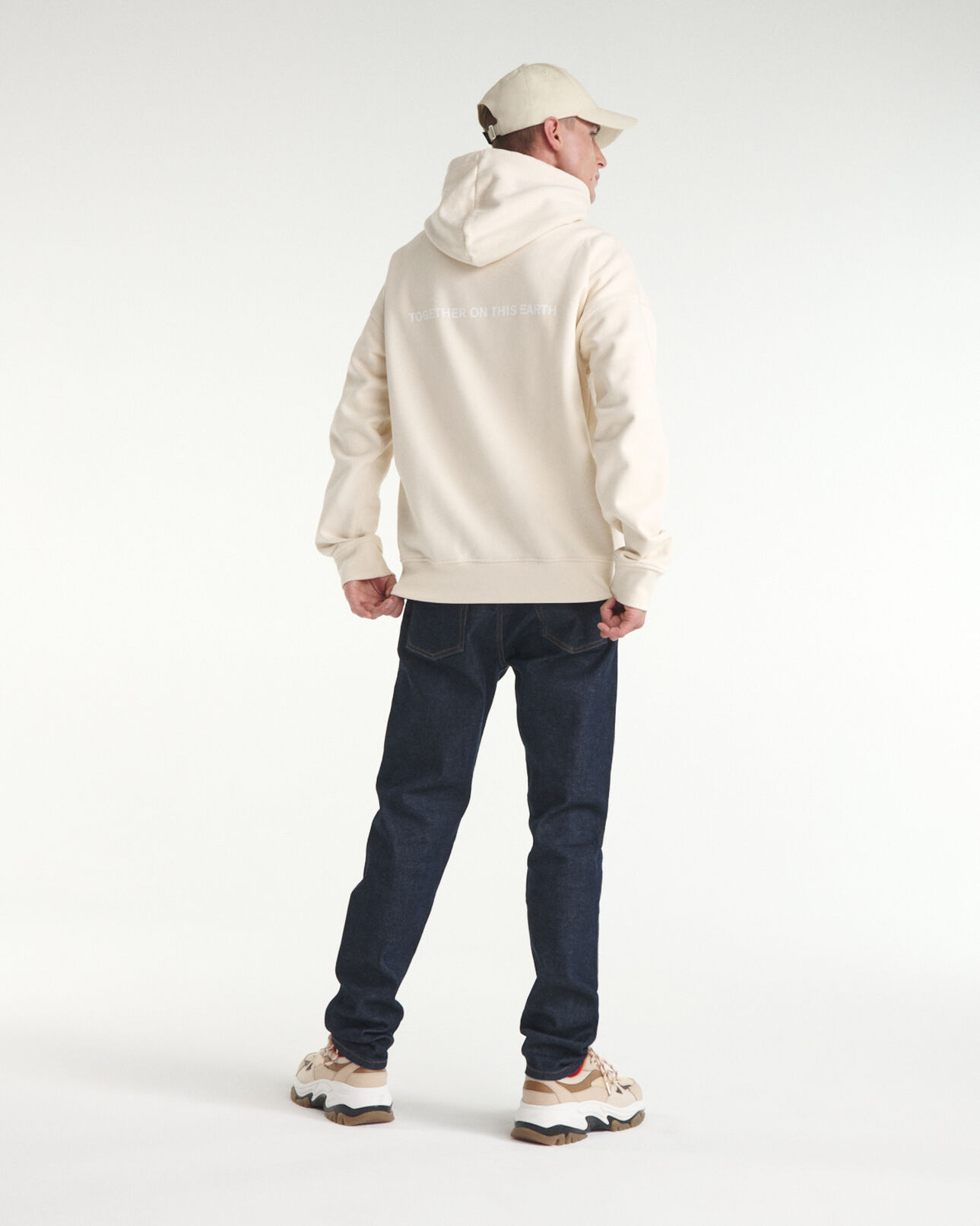 The Kooples MEN OFF WHITE hooded off-white sweatshirt with planet motif