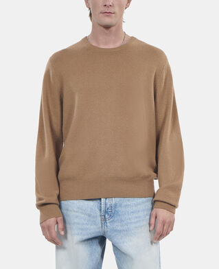 The Kooples MEN DARK CAMEL camel cashmere sweater