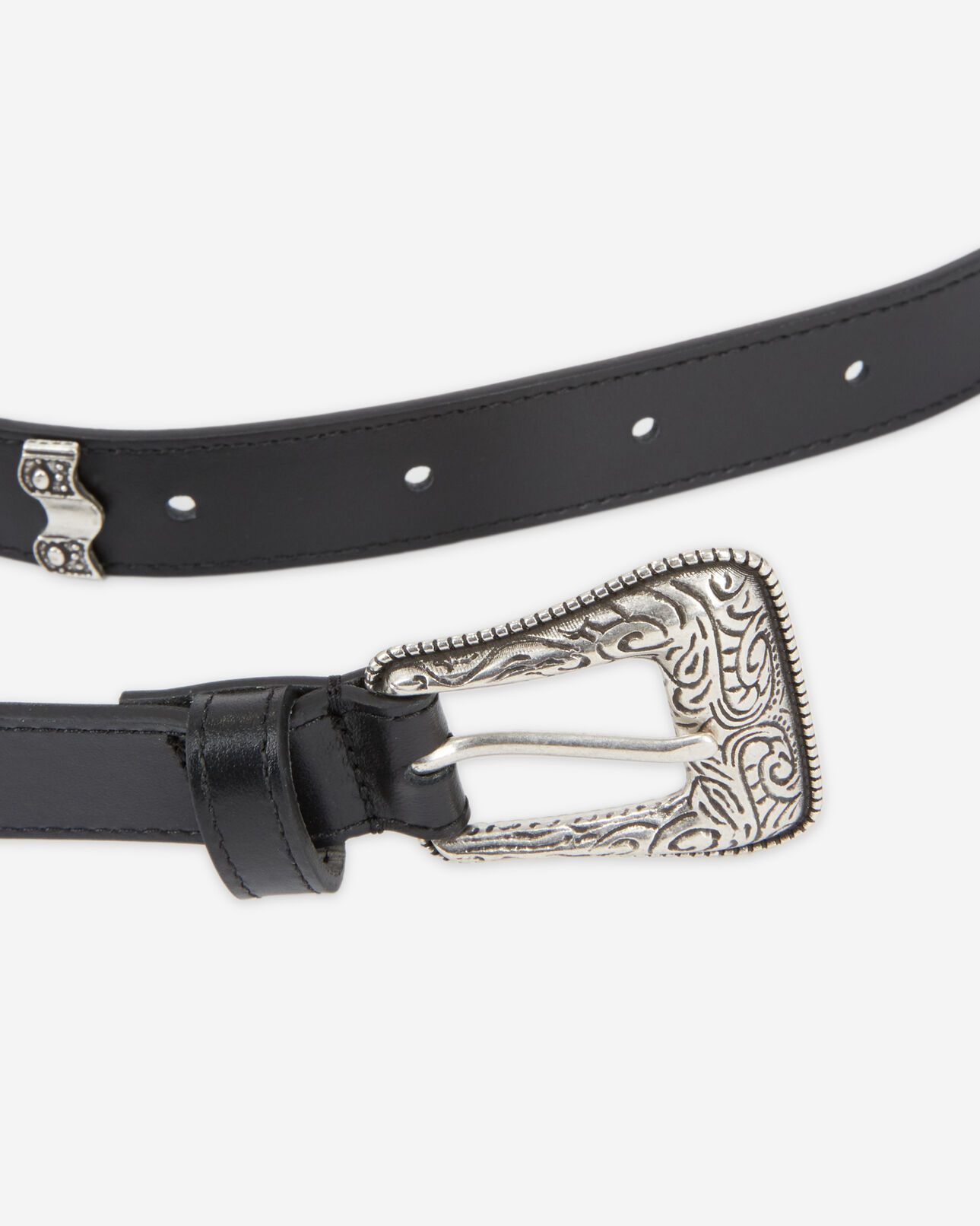 The Kooples MIXED BLACK black leather belt