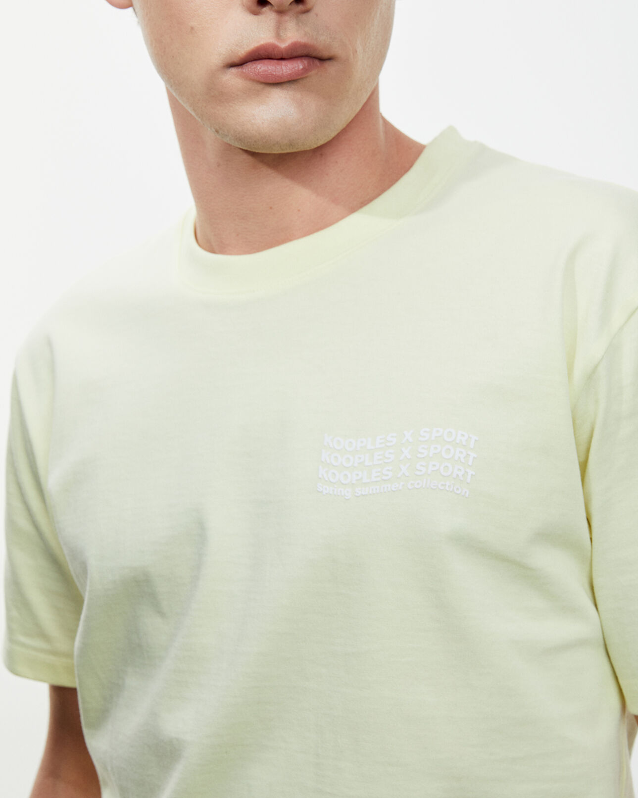 The Kooples MEN YELLOW pale yellow t-shirt with triple logo