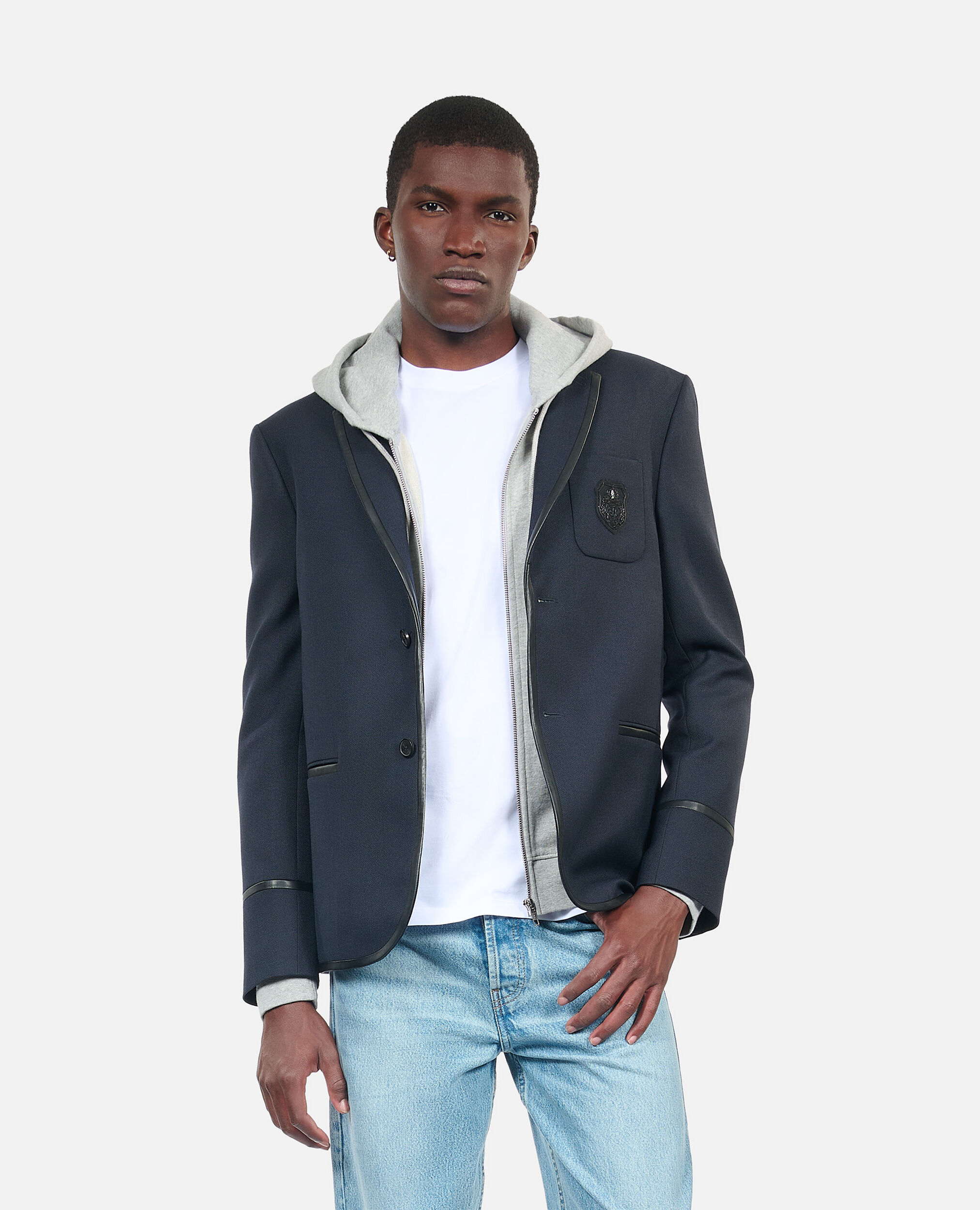 Navy blue wool-blend jacket, DARK NAVY, hi-res image number null