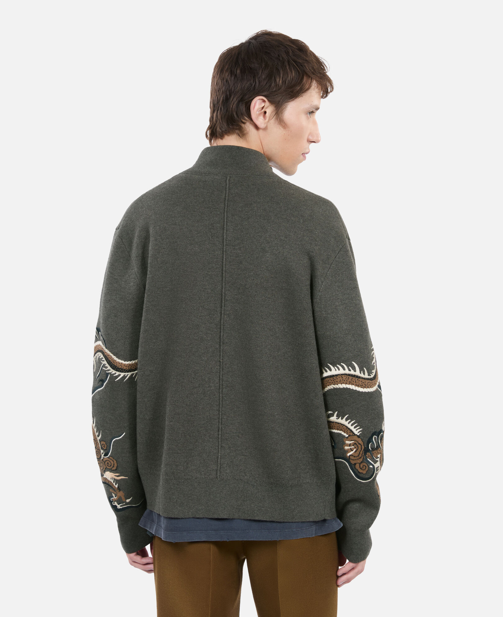 The Kooples MEN KAKI khaki wool blend cardigan