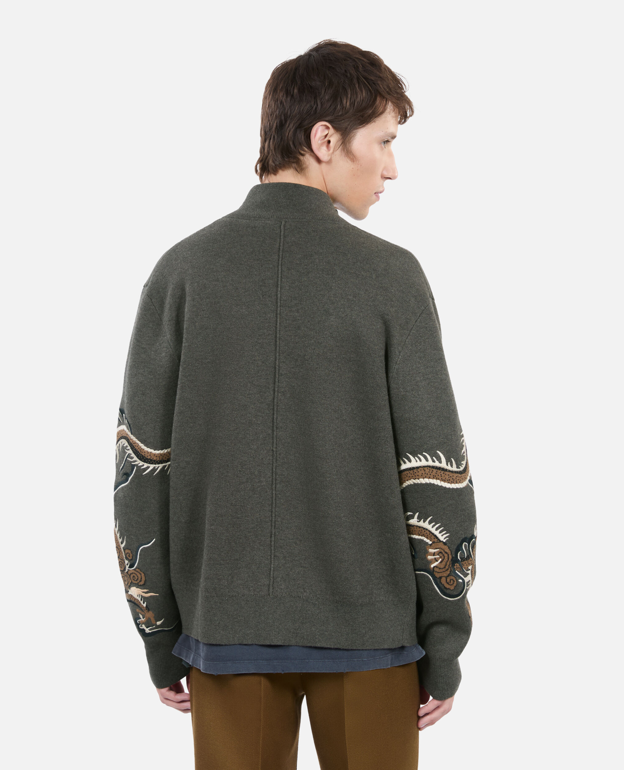 Khaki wool blend cardigan, KAKI, hi-res image number null