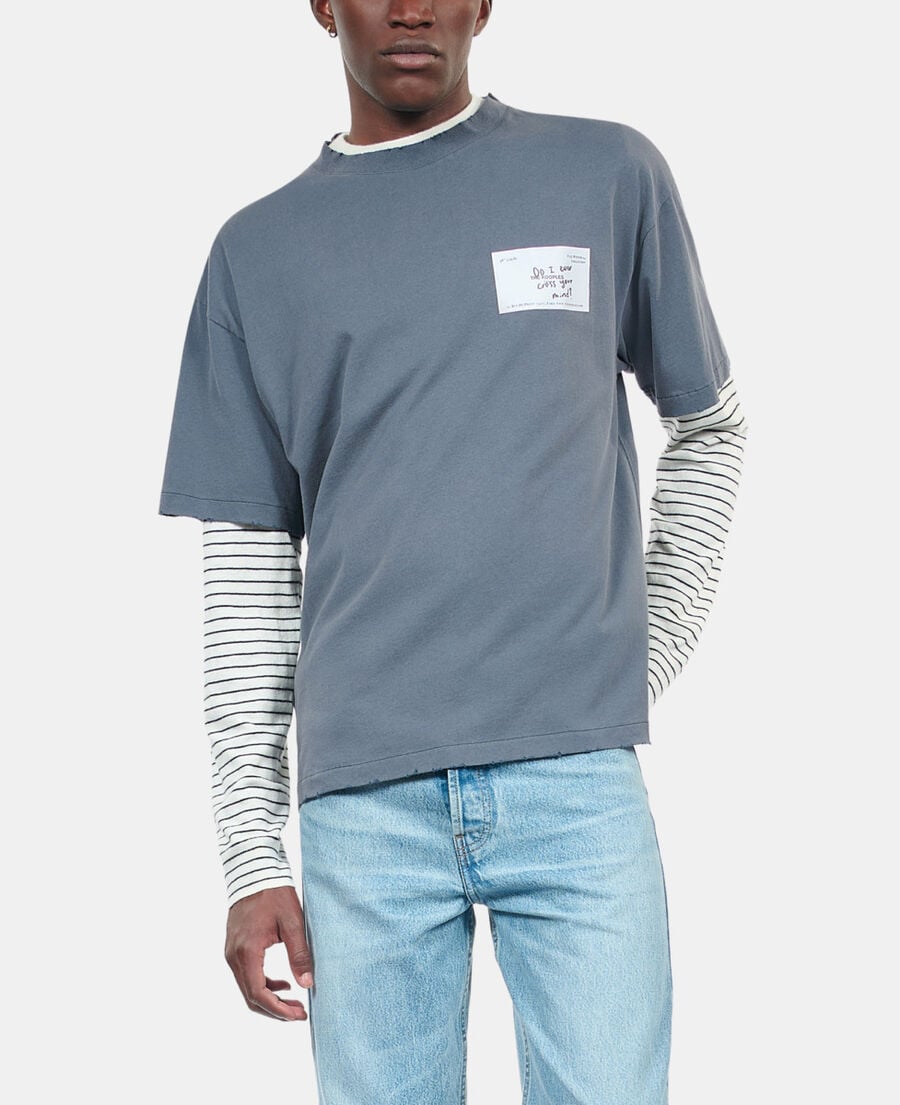 The Kooples HOMME DARK BLUE t-shirt avec sérigraphie bleu