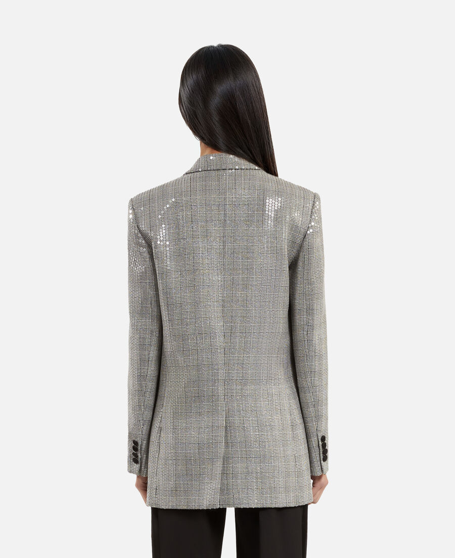 The Kooples FEMME GREY veste à sequins prince de galles grise