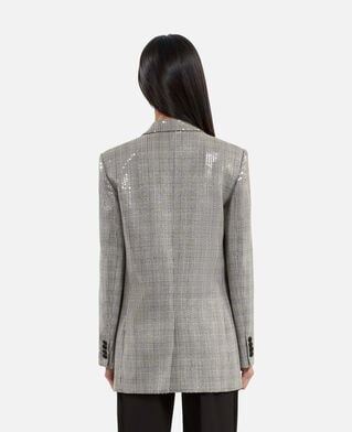 The Kooples WOMEN GREY prince of wales sequin jacket, grey