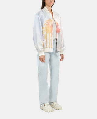 The Kooples FEMME LIGHT PINK blouson satiné avec palmiers rose et lilas