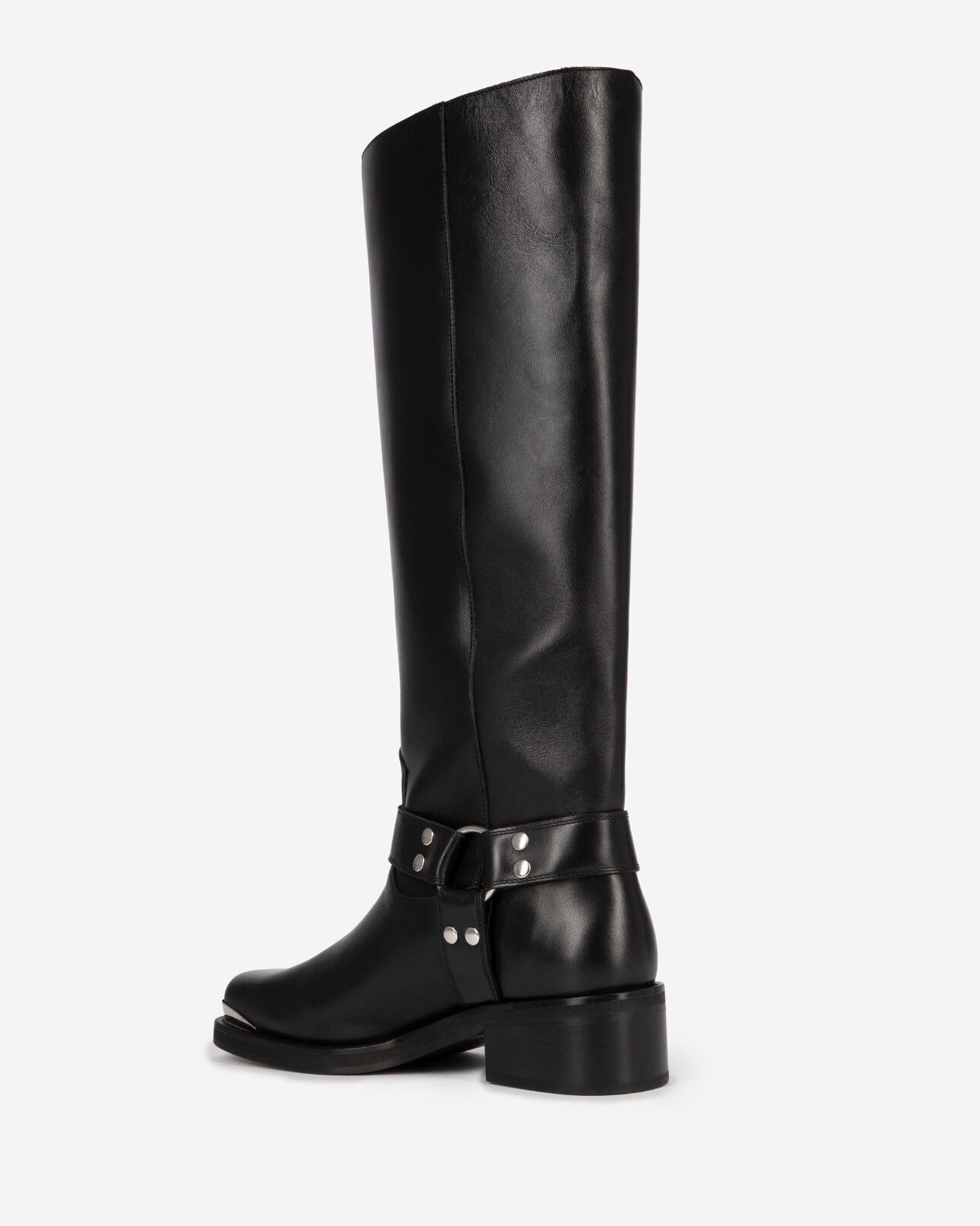 The Kooples FEMME BLACK bottes à sangles en cuir noir