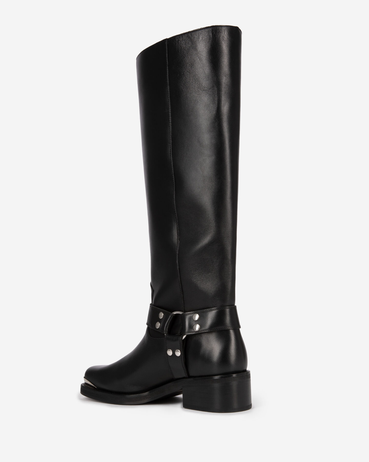 Bottes à sangles en cuir noir, BLACK, hi-res image number null