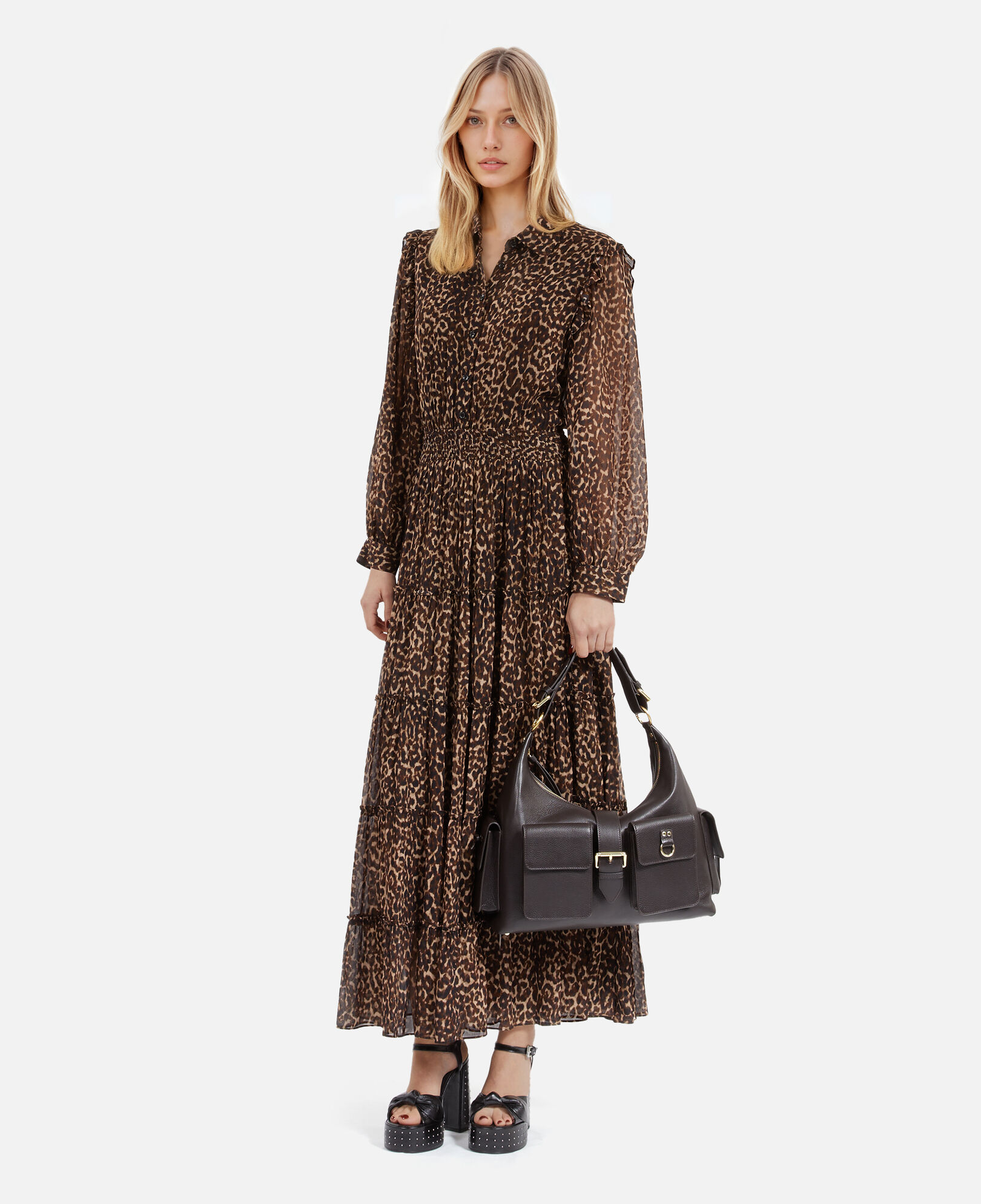 The Kooples WOMEN BROWN brown leather amelia xl bag