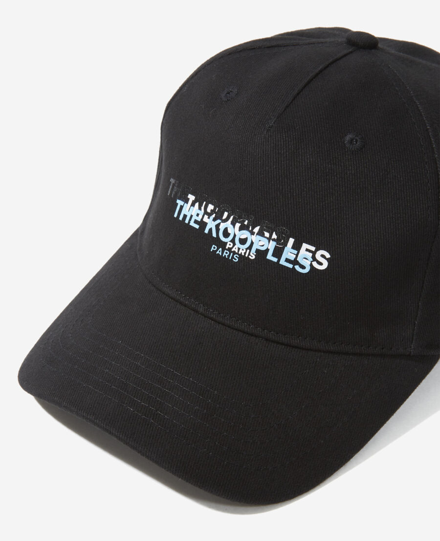 gorra negra de algodón con triple logotipo