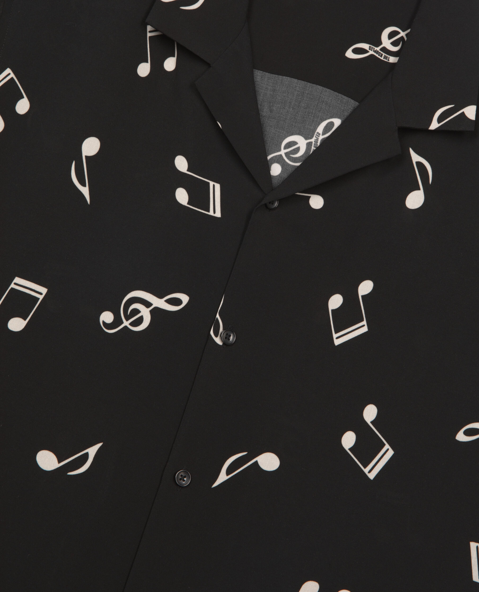 Short-sleeved music print shirt, BLACK WHITE, hi-res image number null