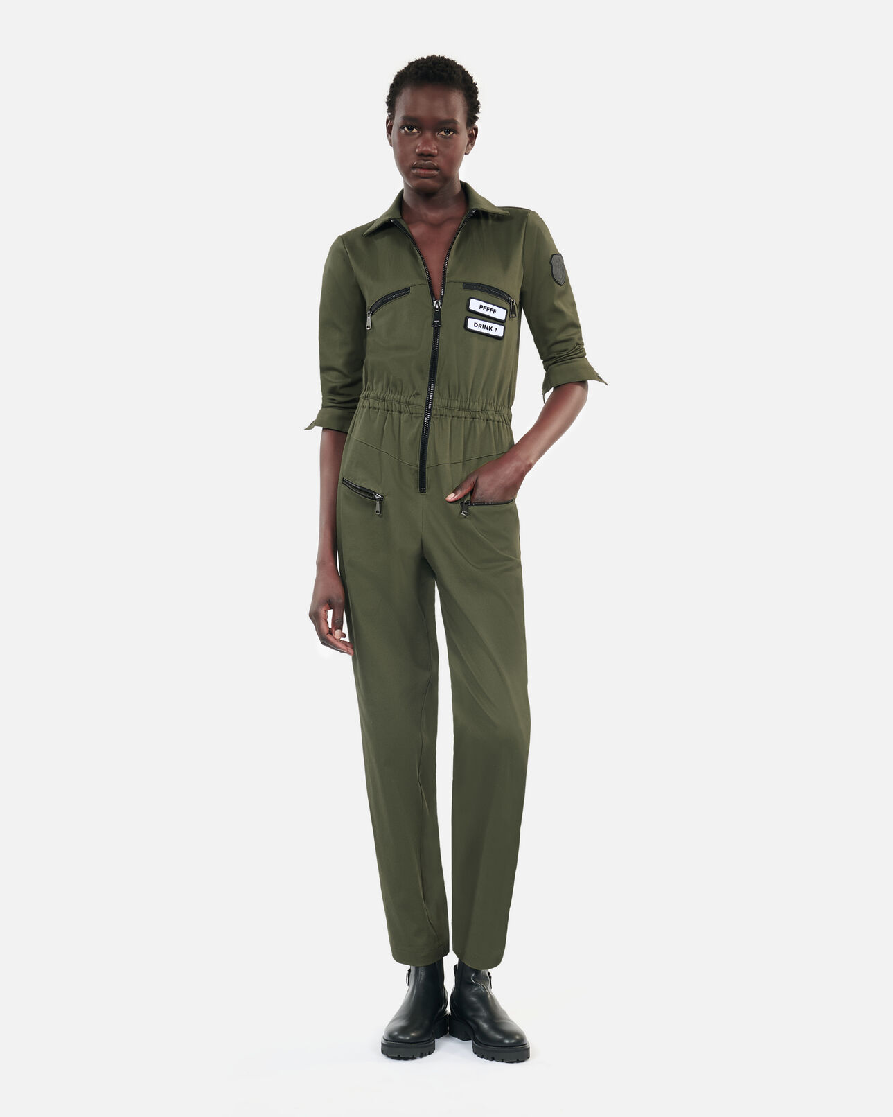 The Kooples FEMME KAKI combinaison the kooples x carolina ritzler kaki en coton
