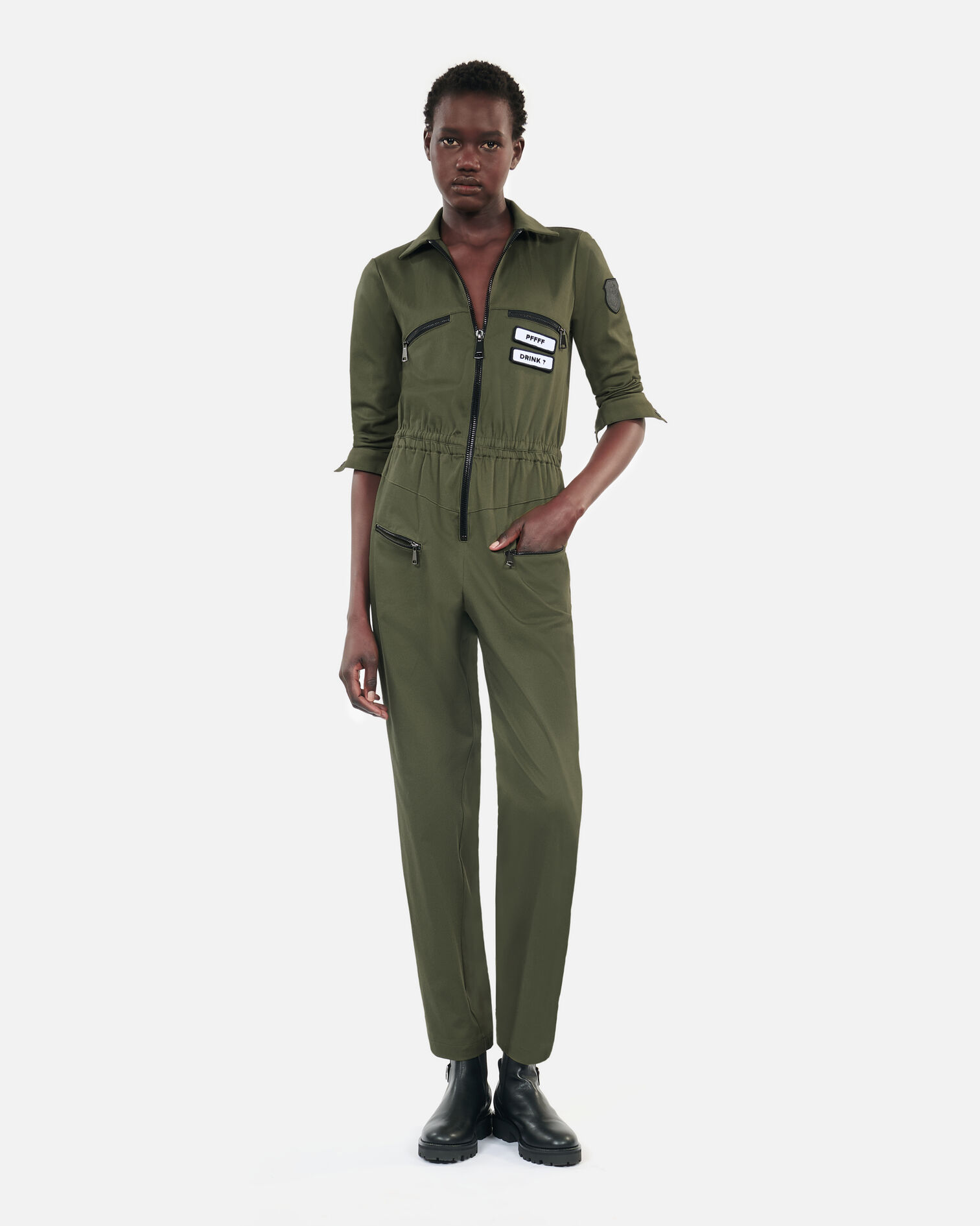 Combinaison The Kooples x Carolina Ritzler kaki en coton, KAKI, hi-res image number null