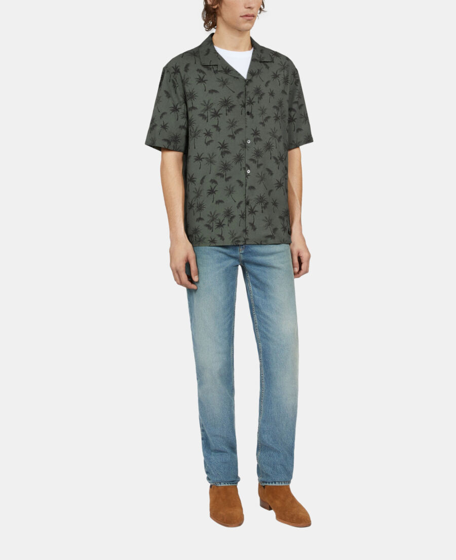 The Kooples HOMME KAKI BLACK chemise manches courtes avec palmiers kaki