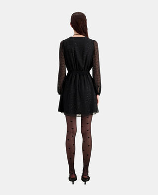 The Kooples WOMEN BLACK short black dress with silver polka dots