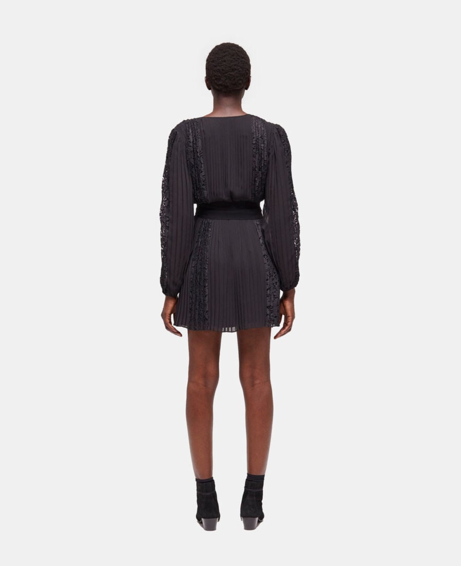 The Kooples FEMME BLACK robe courte en dentelle noire