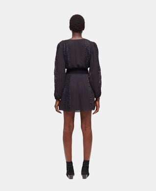 The Kooples FEMME BLACK robe courte en dentelle noire