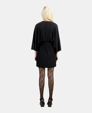 The Kooples WOMEN BLACK short belted kimono dress in silk viscose