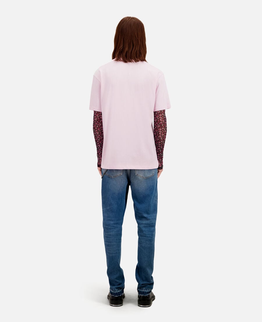 The Kooples H PALE PINK men's pink t-shirt with logo