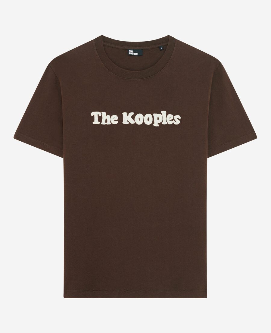 The Kooples MEN BROWN t-shirt with brown embroidery
