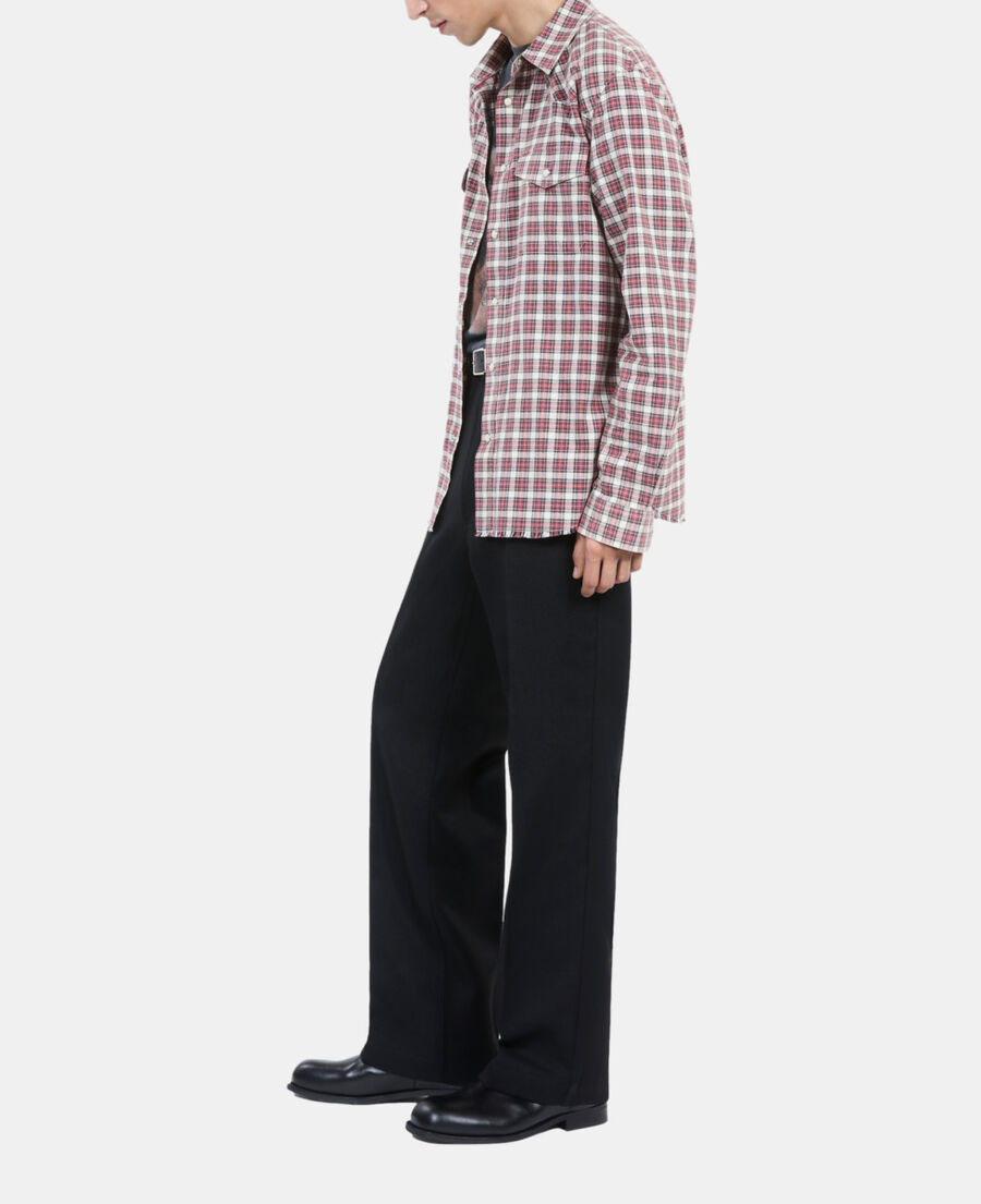 The Kooples HOMME BLACK ECRU RED chemise à carreaux