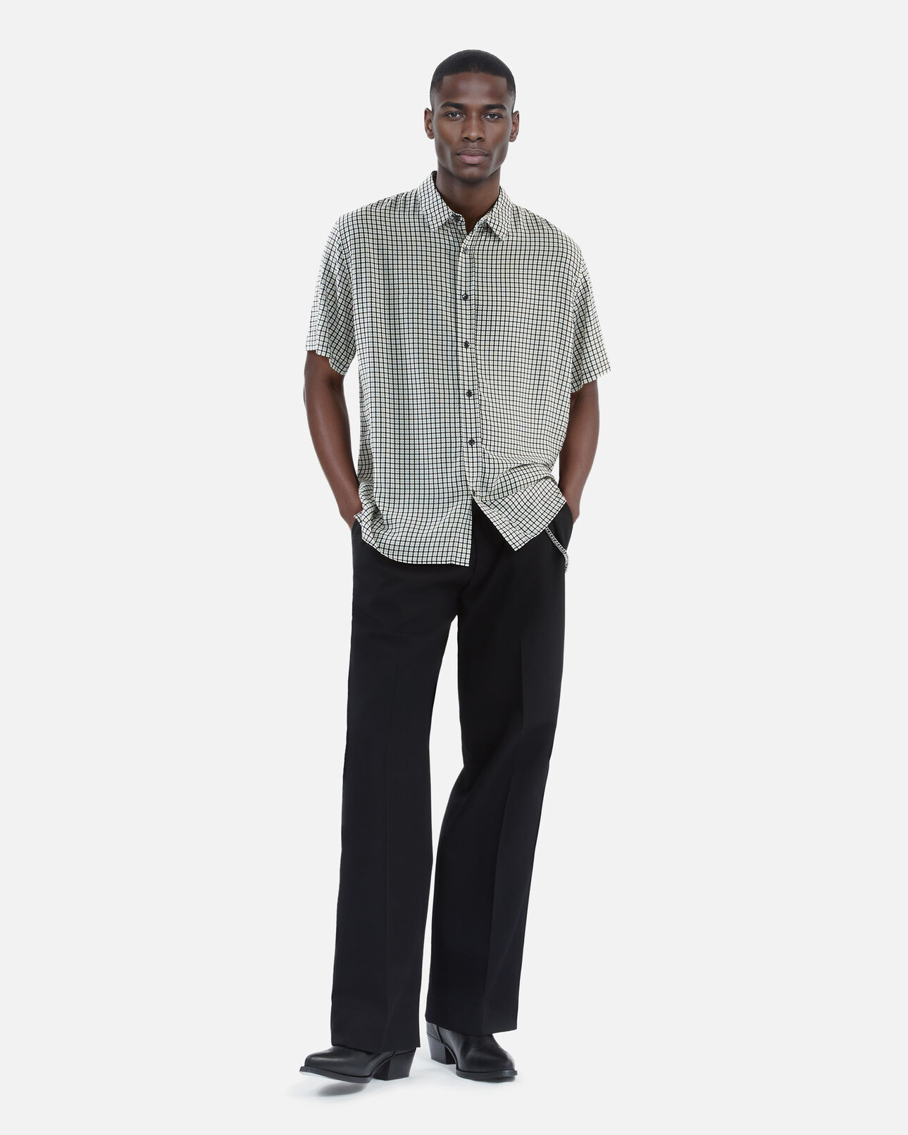 The Kooples HOMME BLACK WHITE chemise manches courtes imprimé fleuri