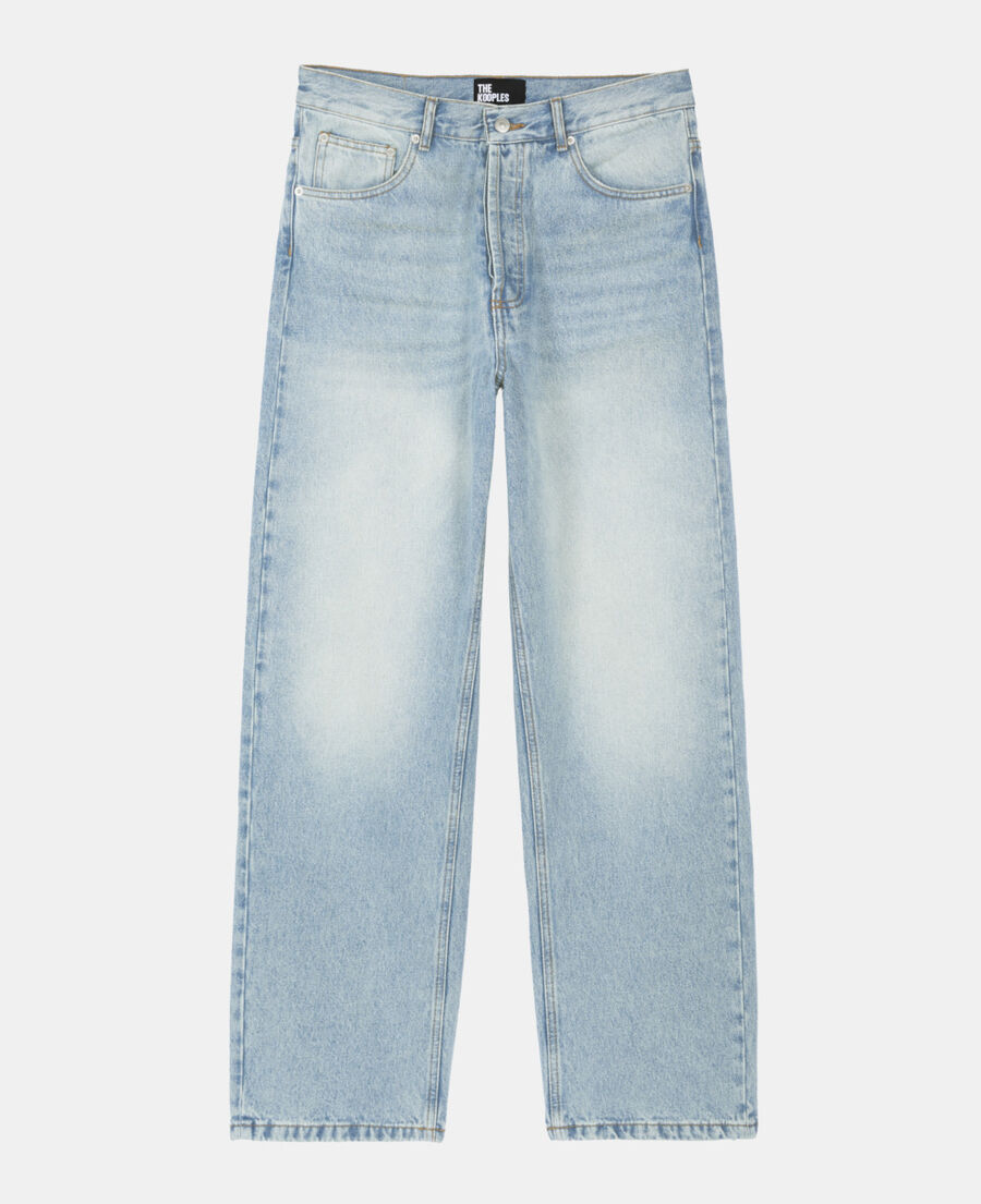 The Kooples HOMME BLUE BLEACHED / NAVY jean large bleu d&eacute;lav&eacute;