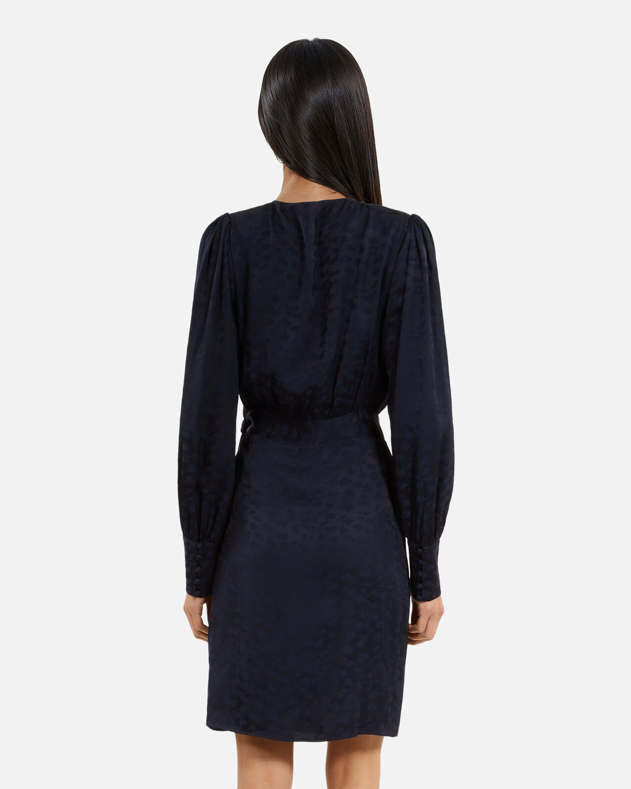 The Kooples WOMEN NAVY short navy jacquard wrap dress