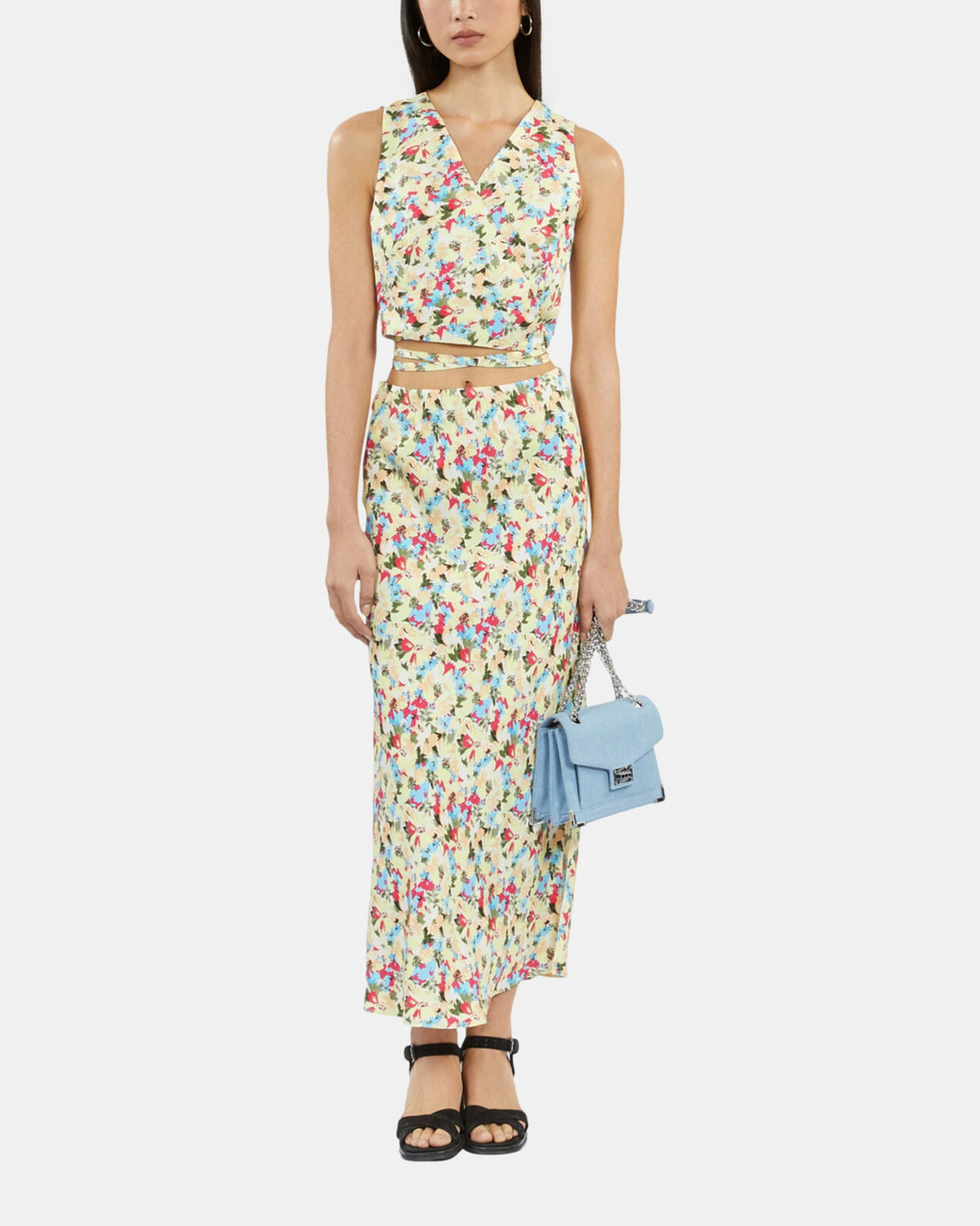 The Kooples FEMME YELLOW jupe longue fleurie