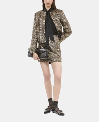 The Kooples FEMME GOLD jupe courte à sequins dorée