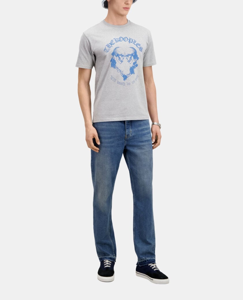 The Kooples HOMME GREY MELANGE t-shirt avec s&eacute;rigraphie gris clair