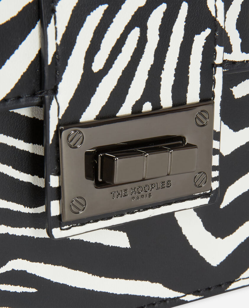 The Kooples FEMME BLACK / WHITE pochette emily medium z&egrave;bre