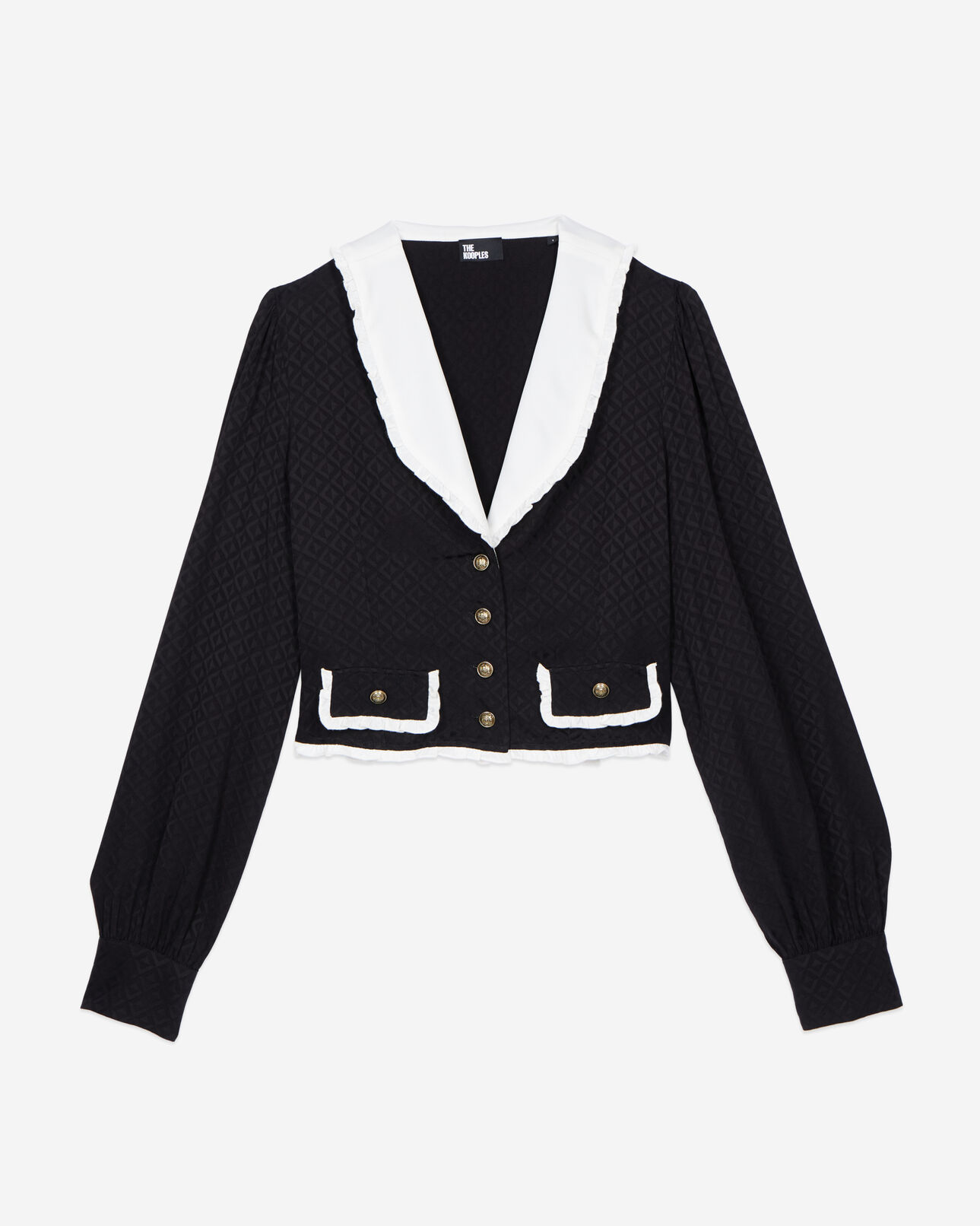 The Kooples FEMME BLACK top à volants noir