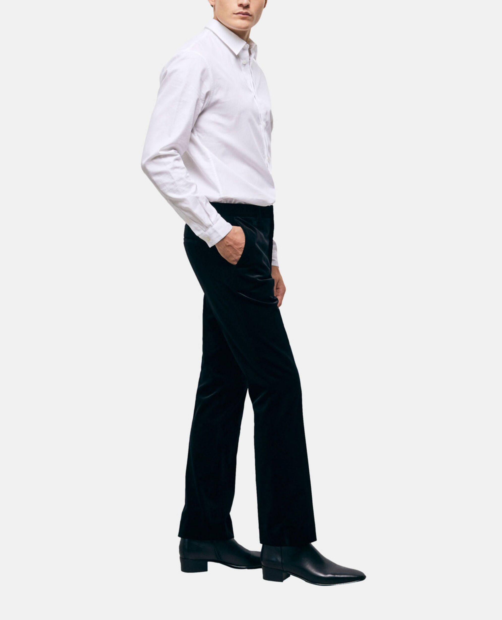 Black velvet suit pants, BLACK, hi-res image number null