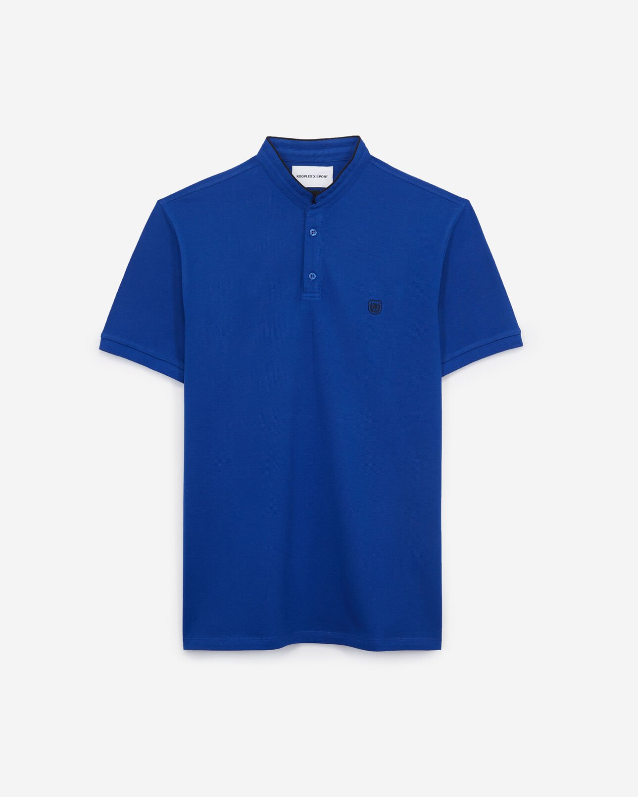 The Kooples HOMME SONIC BLUE / BLACK polo bleu col officier slim