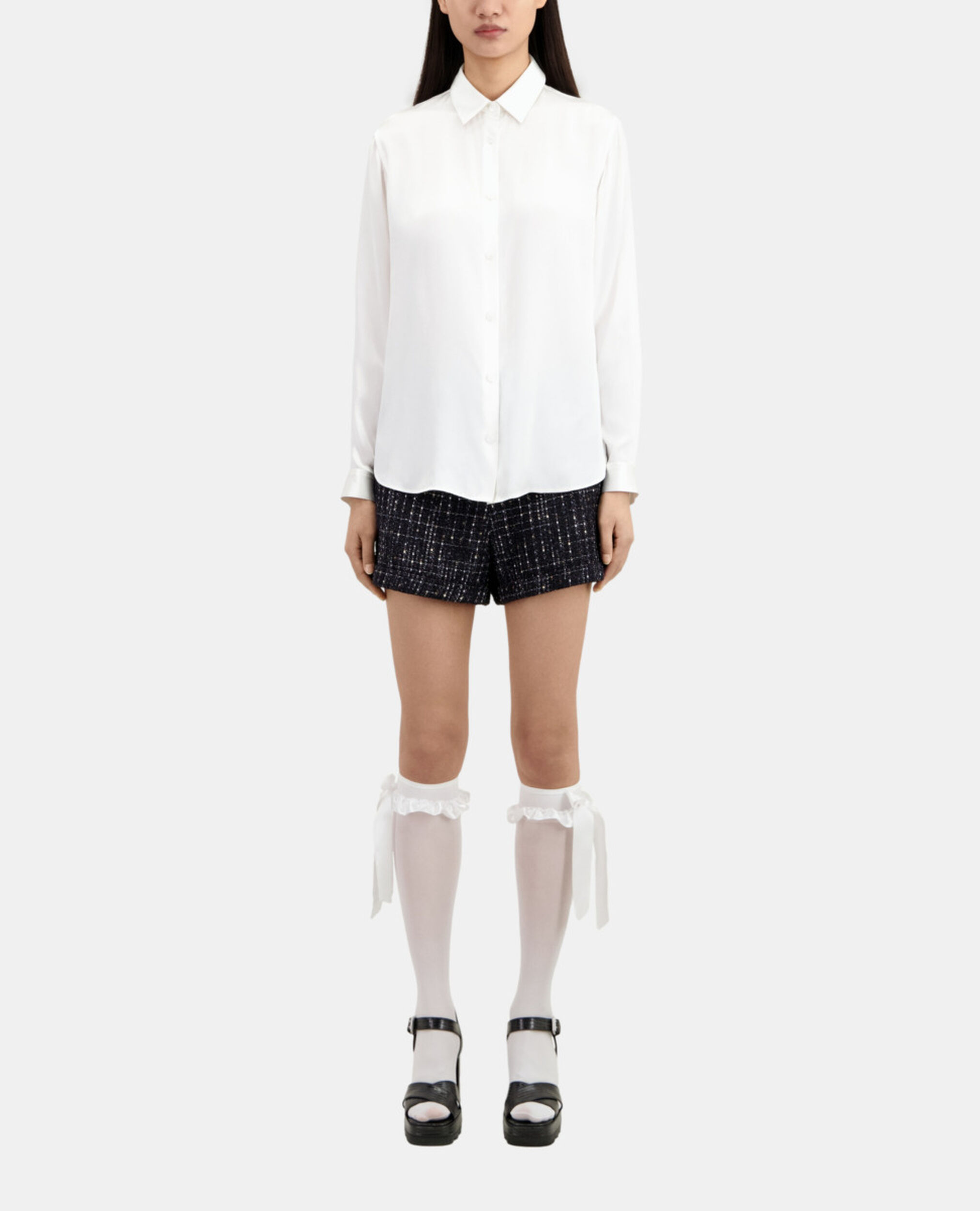 Ecru silk shirt, ECRU, hi-res image number null