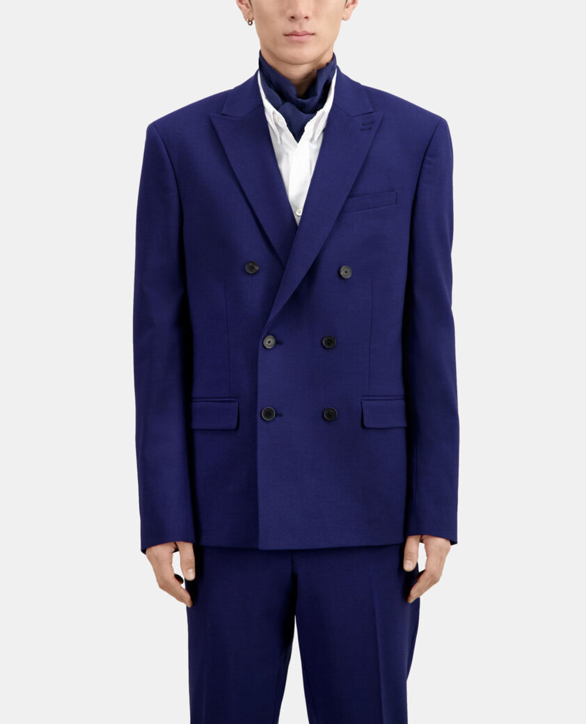 The Kooples HOMME DARK BLUE veste de costume crois&eacute;e en laine bleu vif