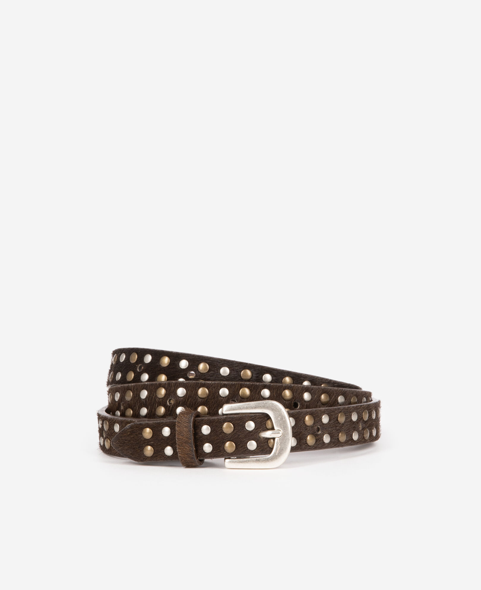 The Kooples FEMME BROWN ceinture fine en cuir marron