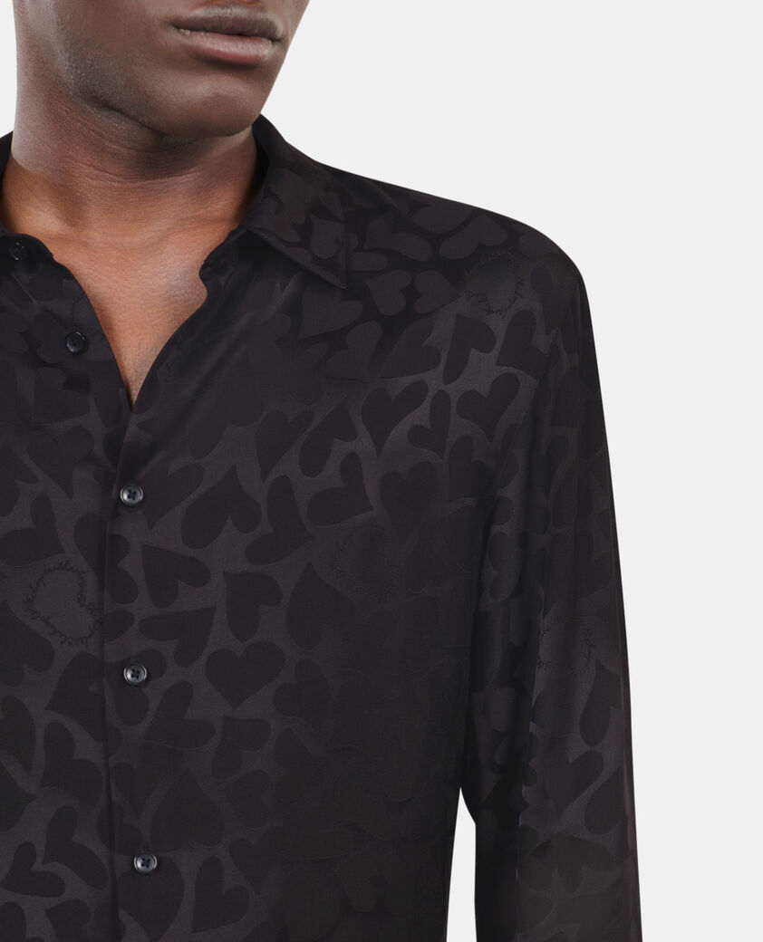 The Kooples HERREN BLACK schwarzes jacquardhemd mit herzmuster