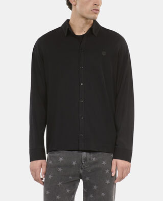 The Kooples MEN BLACK WASHED black shirt-style long-sleeved t-shirt