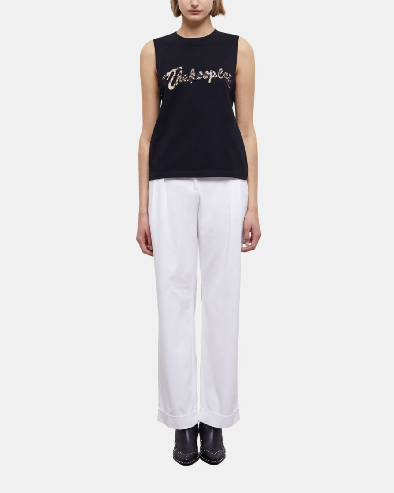 The Kooples WOMEN BLACK women's black t-shirt with snake logo print